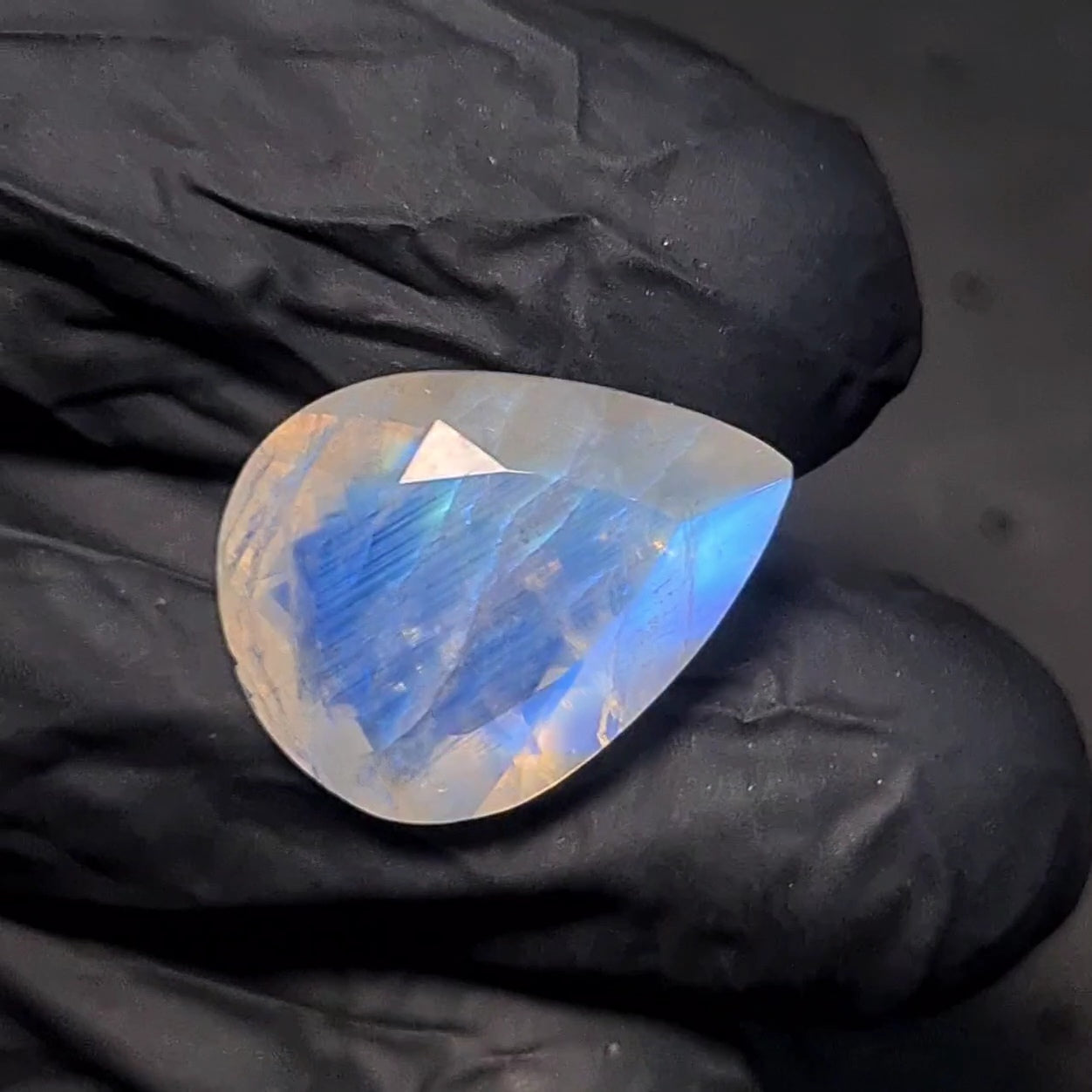 Natural Rainbow Moonstone from India Faceted | Pear| 19x15mm