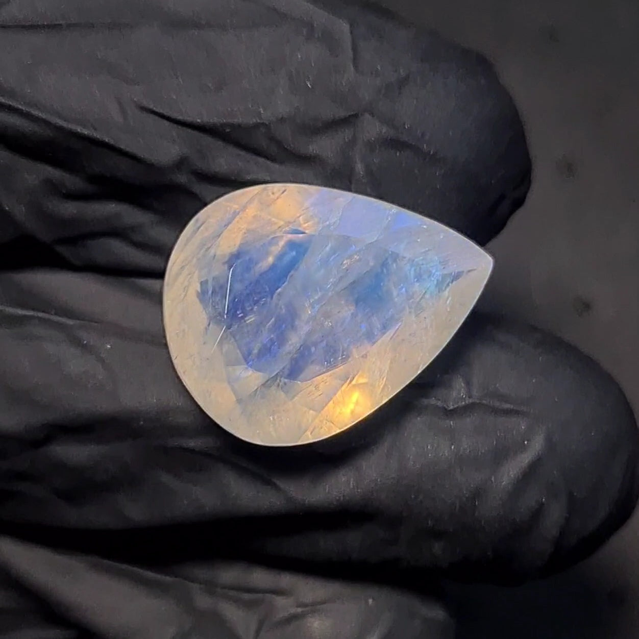 Natural Rainbow Moonstone from India Faceted | Pear| 19x15mm
