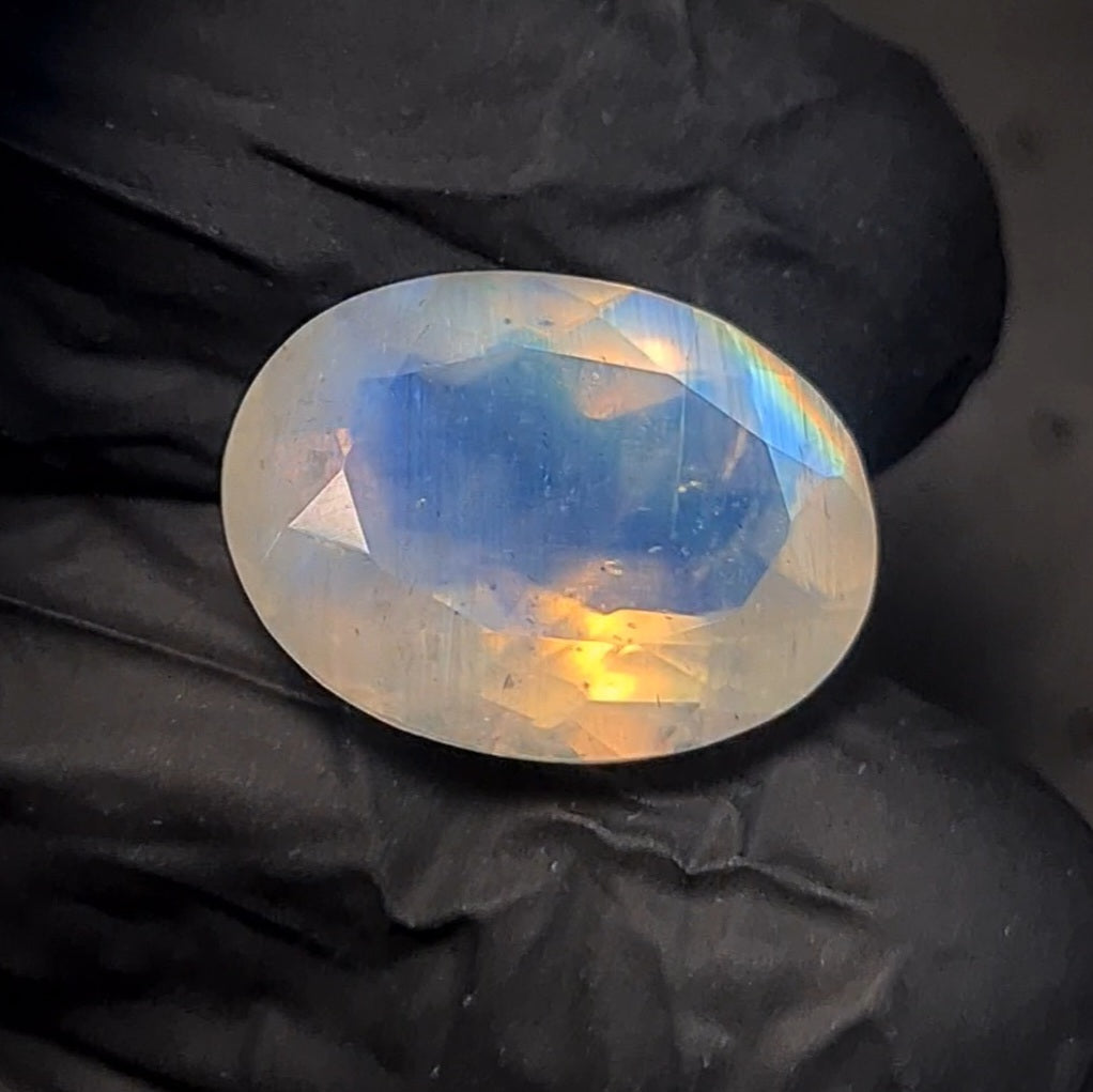 Natural Rainbow Moonstone from India Faceted | Oval| 18x13mm