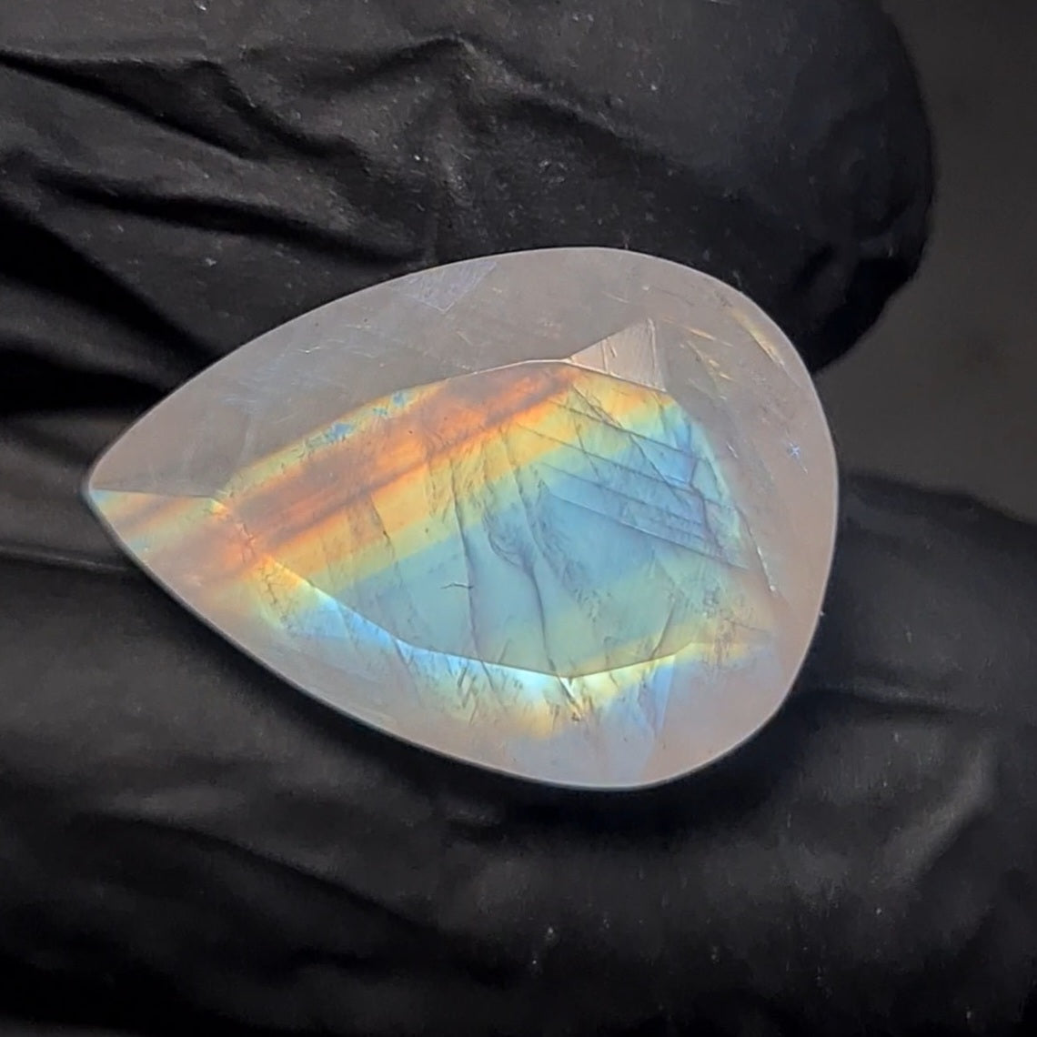 Natural Rainbow Moonstone from India Faceted | Pear| 18x13mm