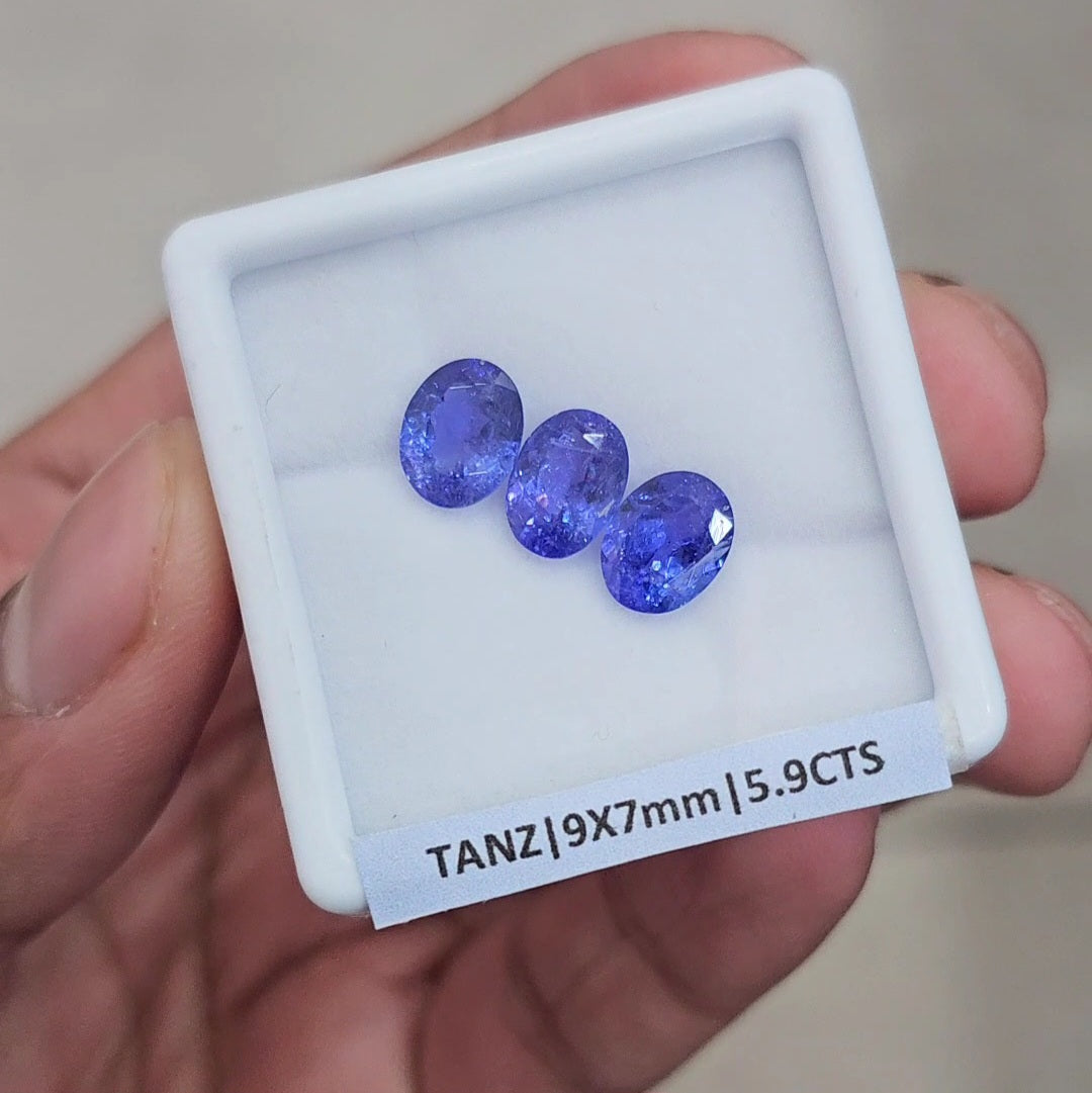 3 Pcs Of Natural Tanzanite Faceted Gemstone |Oval| Size: 9x7mm - The LabradoriteKing