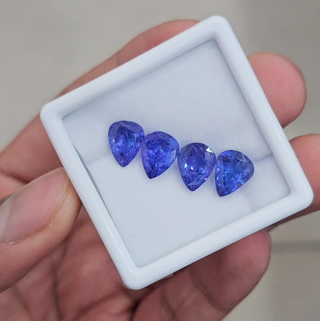 4 Pcs Of Natural Tanzanite Faceted Gemstone |Pear| Size: 10x8mm - The LabradoriteKing