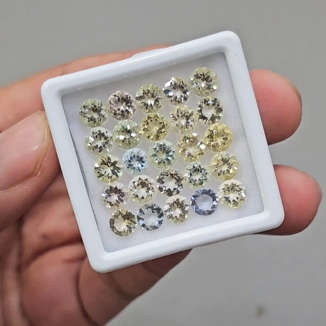 25 Pcs of Natural Mix Beryls; Morganite,Aquamarine, Heliodor & Green Beryl | Shap: Round| Size:6mm - The LabradoriteKing