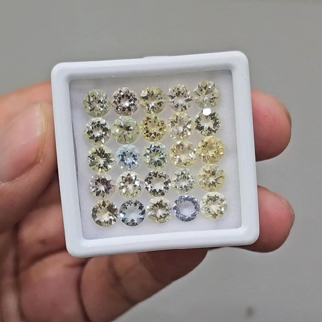25 Pcs of Natural Mix Beryls; Morganite,Aquamarine, Heliodor & Green Beryl | Shap: Round| Size:6mm - The LabradoriteKing