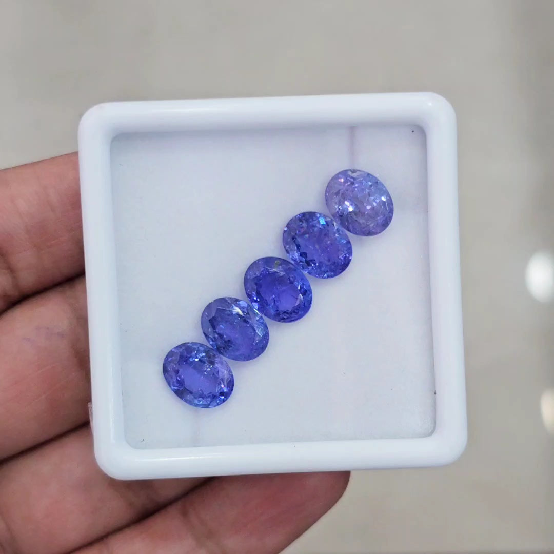 5 Pcs Of Natural Tanzanite Faceted Gemstone | Oval| Size: 10x8mm - The LabradoriteKing