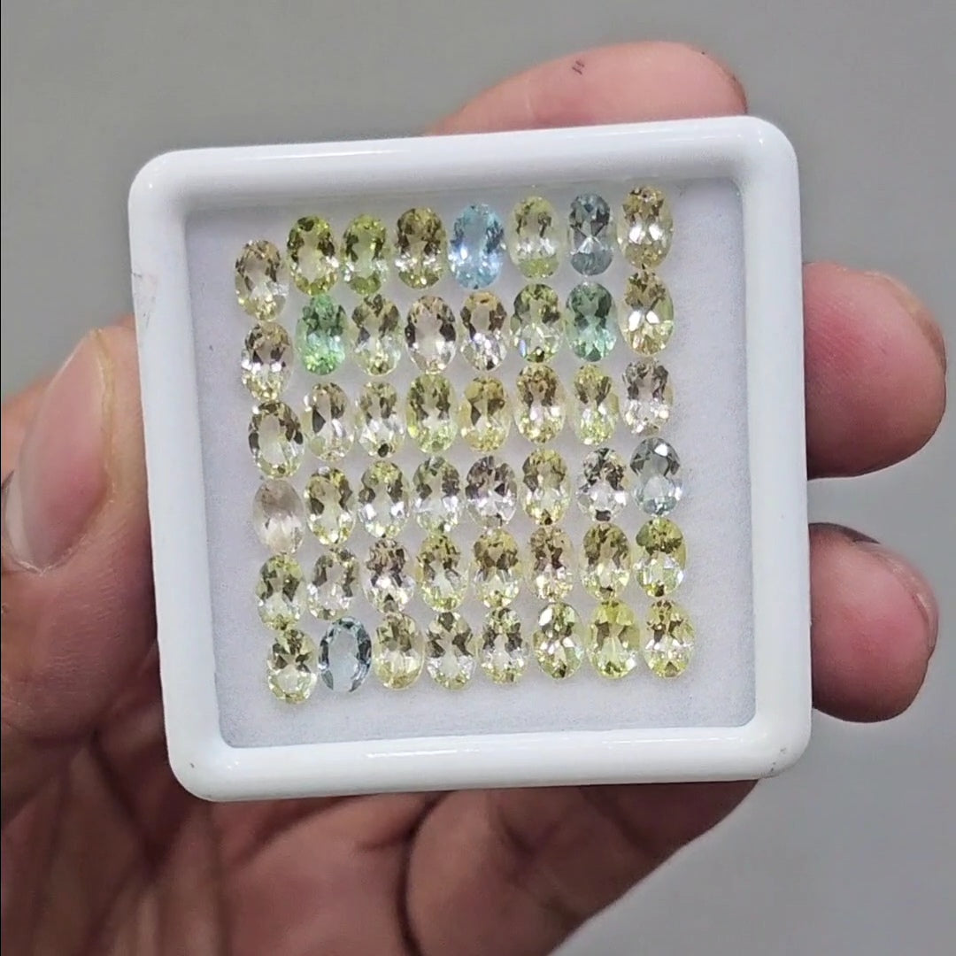 48 Pcs of Natural Mix Beryls; Morganite,Aquamarine, Heliodor & Green Beryl | Shap: Oval | Size:6x4mm - The LabradoriteKing