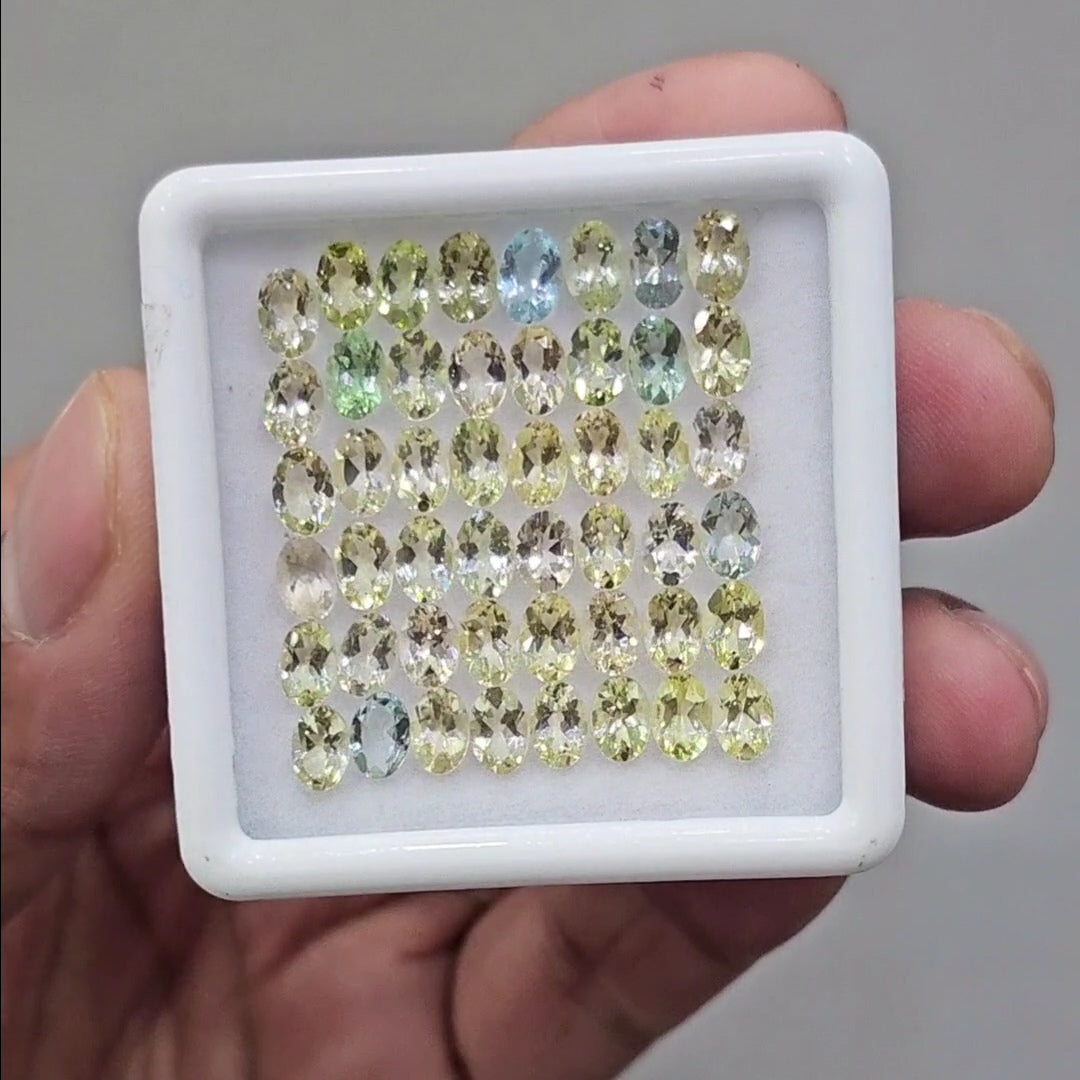 48 Pcs of Natural Mix Beryls; Morganite,Aquamarine, Heliodor & Green Beryl | Shap: Oval | Size:6x4mm - The LabradoriteKing