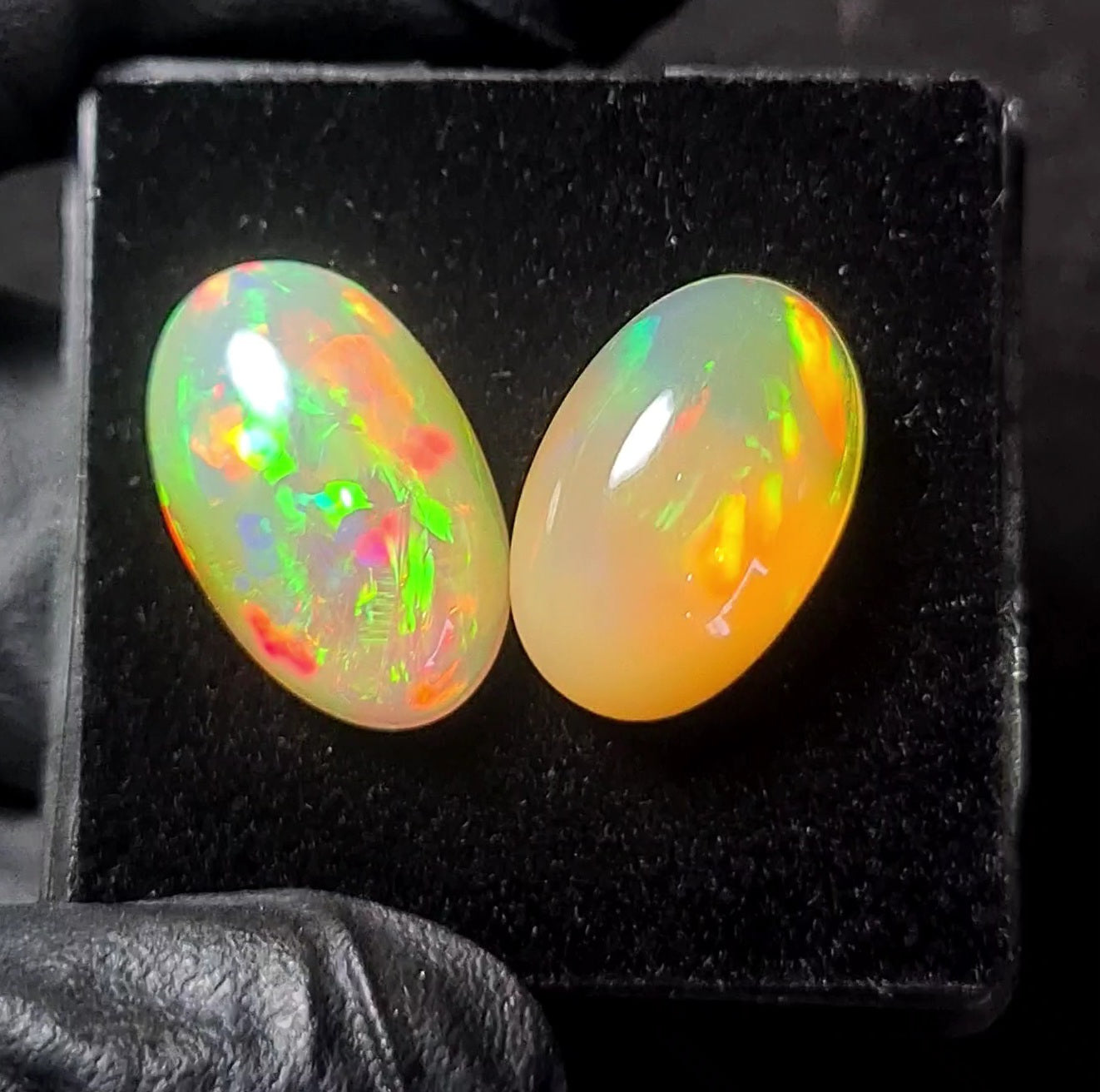 2pcs Natural Ethiopian Opal Cabochon | Oval | Size: 12-21mm - The LabradoriteKing