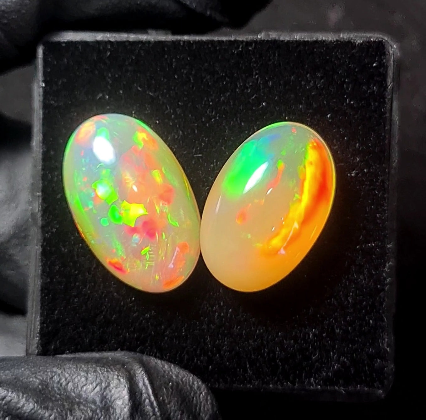 2pcs Natural Ethiopian Opal Cabochon | Oval | Size: 12-21mm - The LabradoriteKing