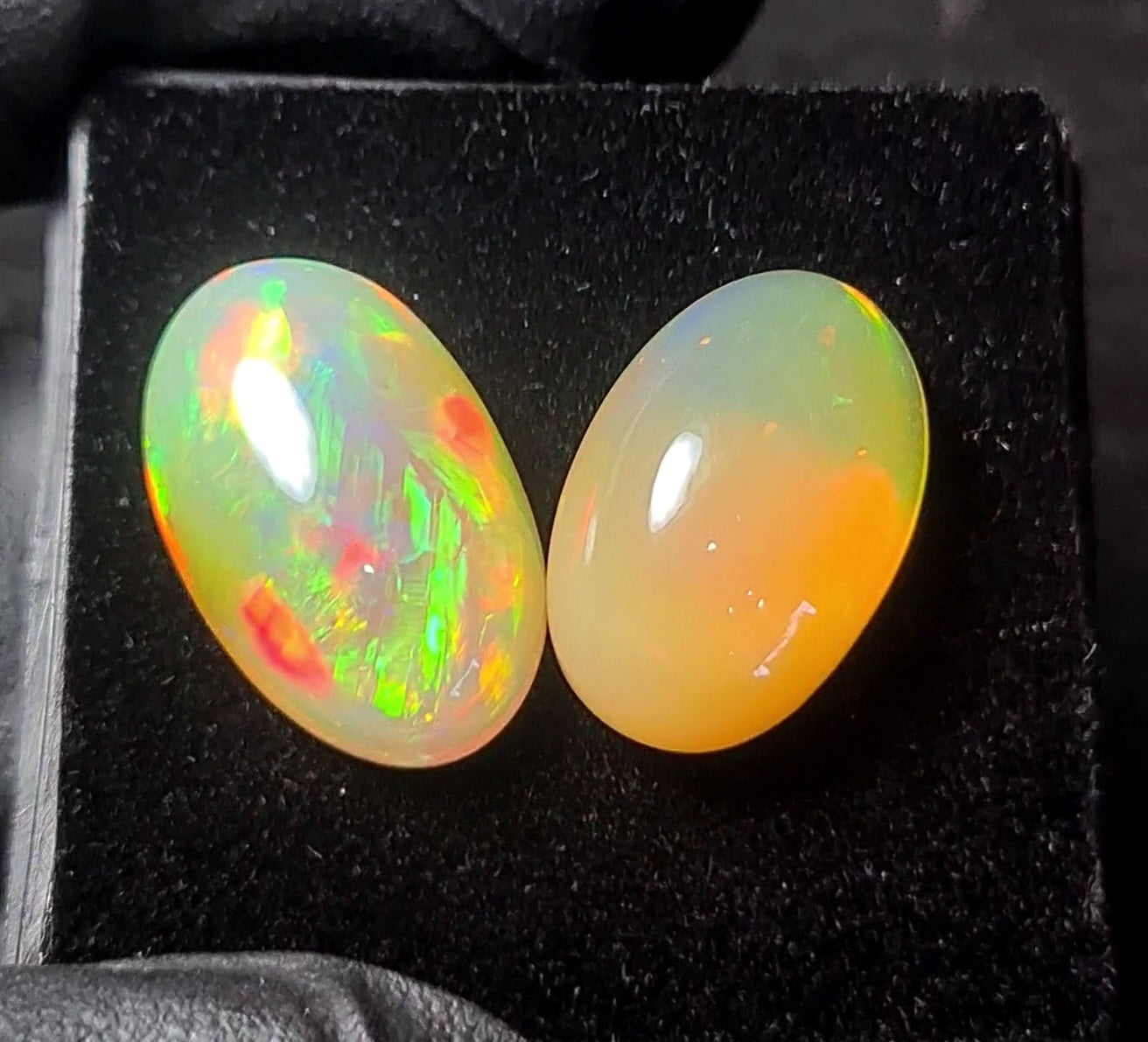 2pcs Natural Ethiopian Opal Cabochon | Oval | Size: 12-21mm - The LabradoriteKing