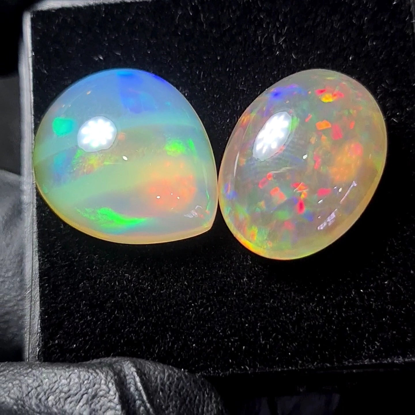 2pcs Natural Ethiopian Opal Cabochon | Oval x pear | Size: 14-20mm - The LabradoriteKing
