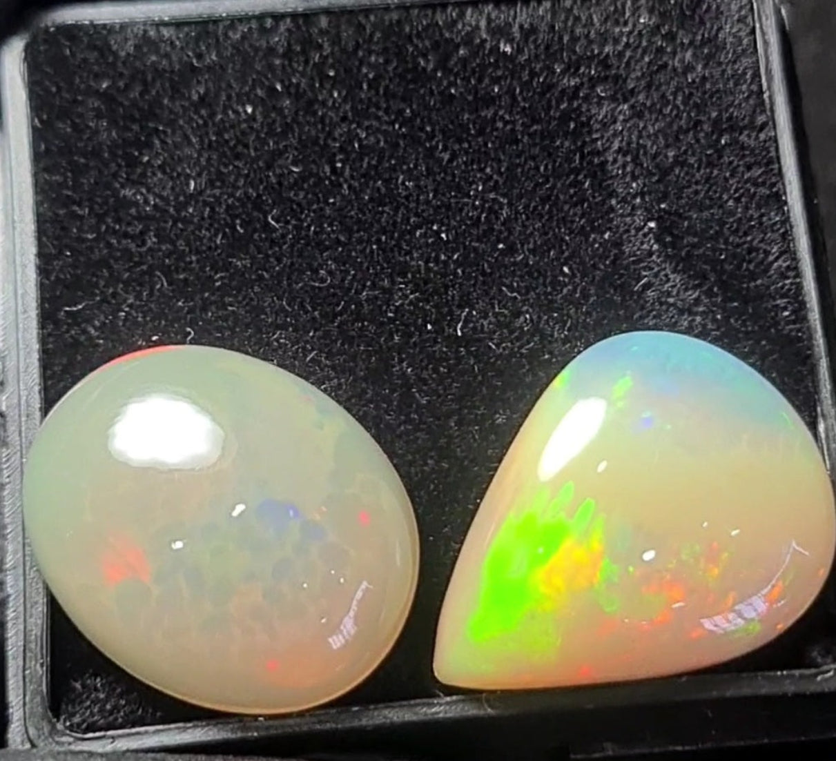 2pcs Natural Ethiopian Opal Cabochon | Oval & Pear | Size: 16-21mm - The LabradoriteKing