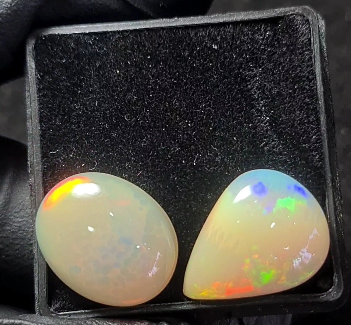 2pcs Natural Ethiopian Opal Cabochon | Oval & Pear | Size: 16-21mm - The LabradoriteKing