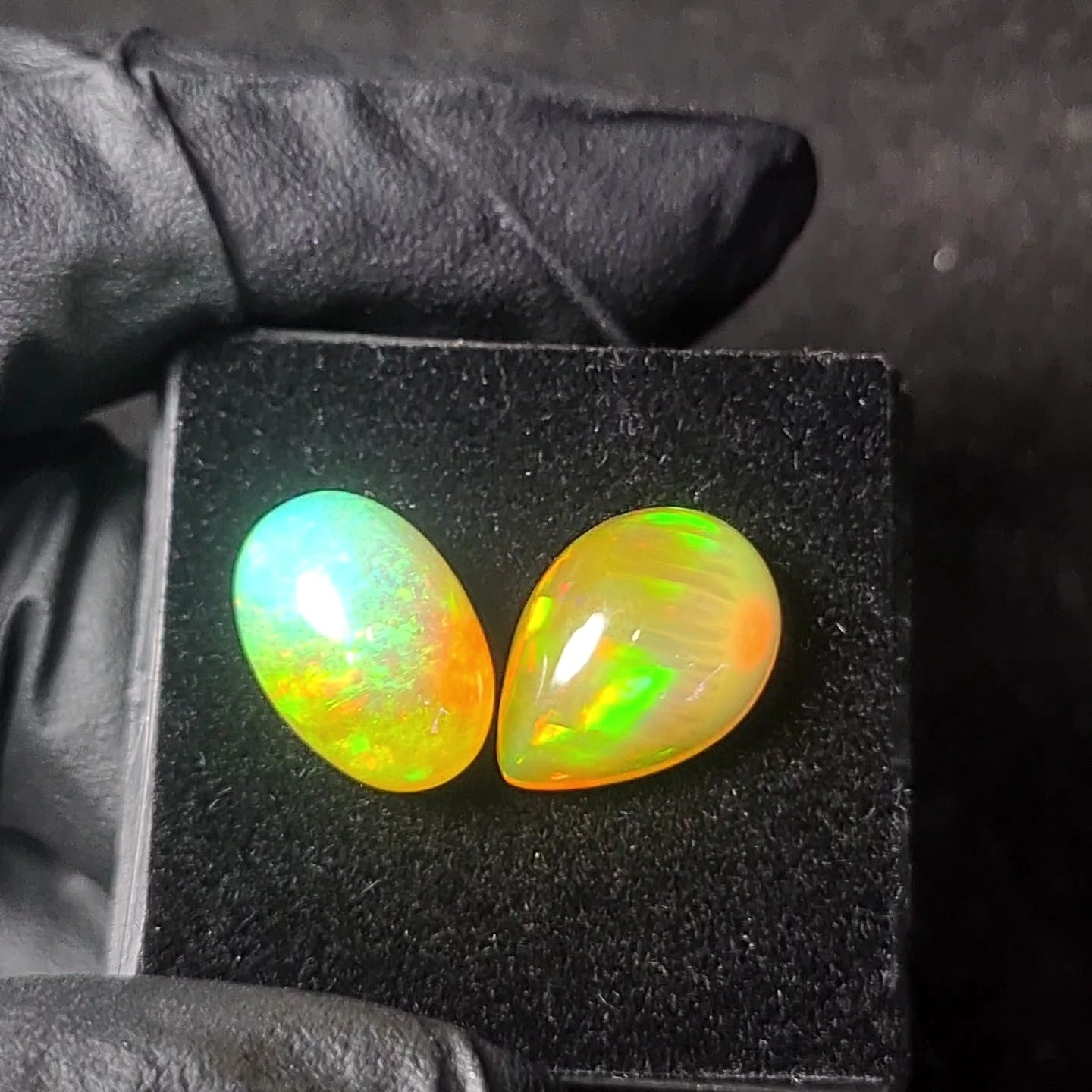 2pcs Natural Ethiopian Opal Cabochon | Oval&Pear| Size: 11-18mm - The LabradoriteKing