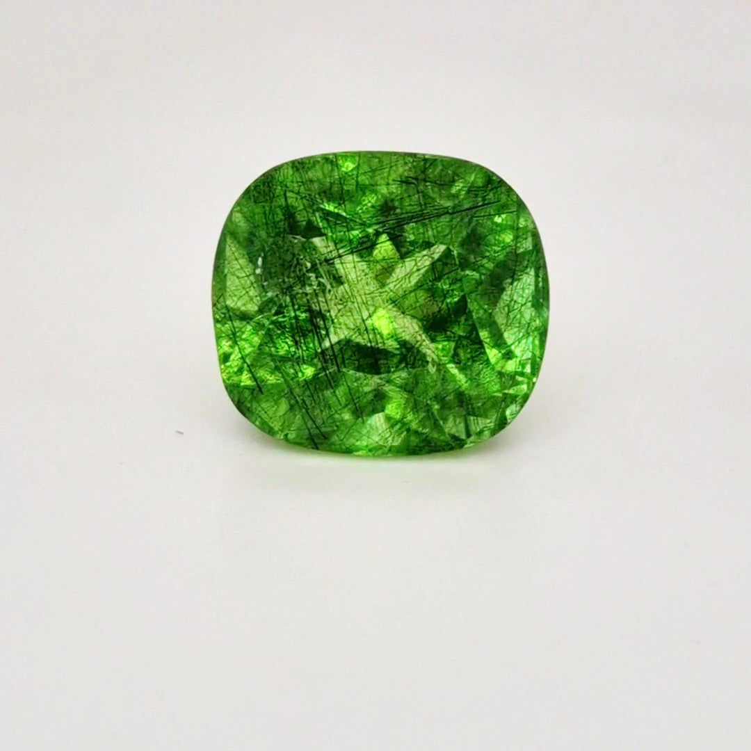 Natural Peridot With Rutile Faceted | Rectangle | Size: 16x15mm - The LabradoriteKing
