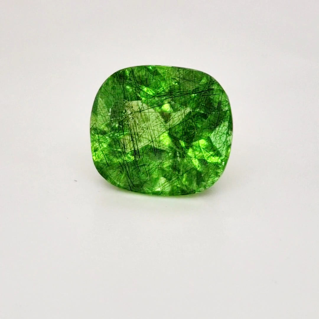 Natural Peridot With Rutile Faceted | Rectangle | Size: 16x15mm - The LabradoriteKing