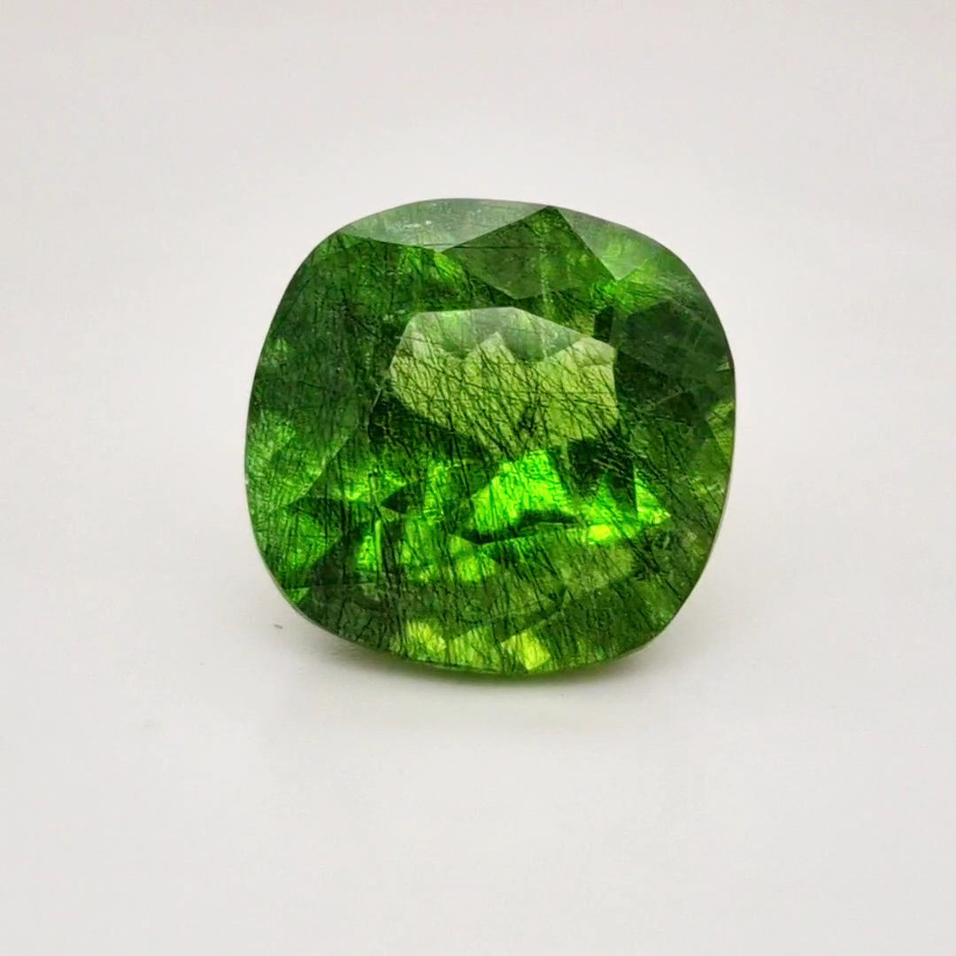 Natural Peridot With Rutile Faceted | Rectangle | Size: 17x15mm - The LabradoriteKing