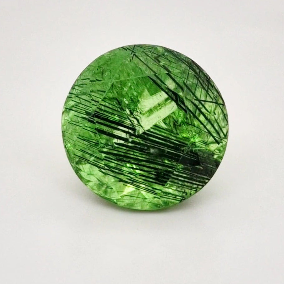 Natural Peridot With Rutile Faceted | Round | Size: 16mm - The LabradoriteKing