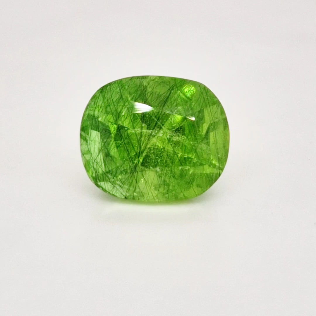 Natural Peridot With Rutile Faceted | Rectangle | Size: 16x13mm - The LabradoriteKing