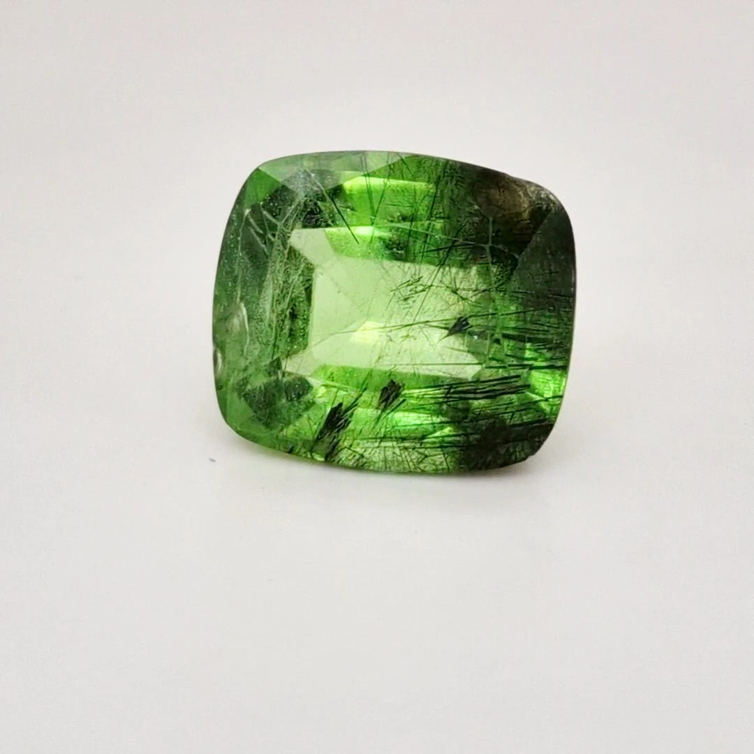 Natural Peridot With Rutile Faceted | Rectangle | Size: 17x15mm - The LabradoriteKing