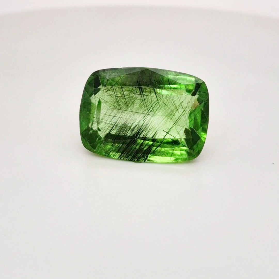 Natural Peridot With Rutile Faceted | Rectangle | Size: 21x15mm - The LabradoriteKing