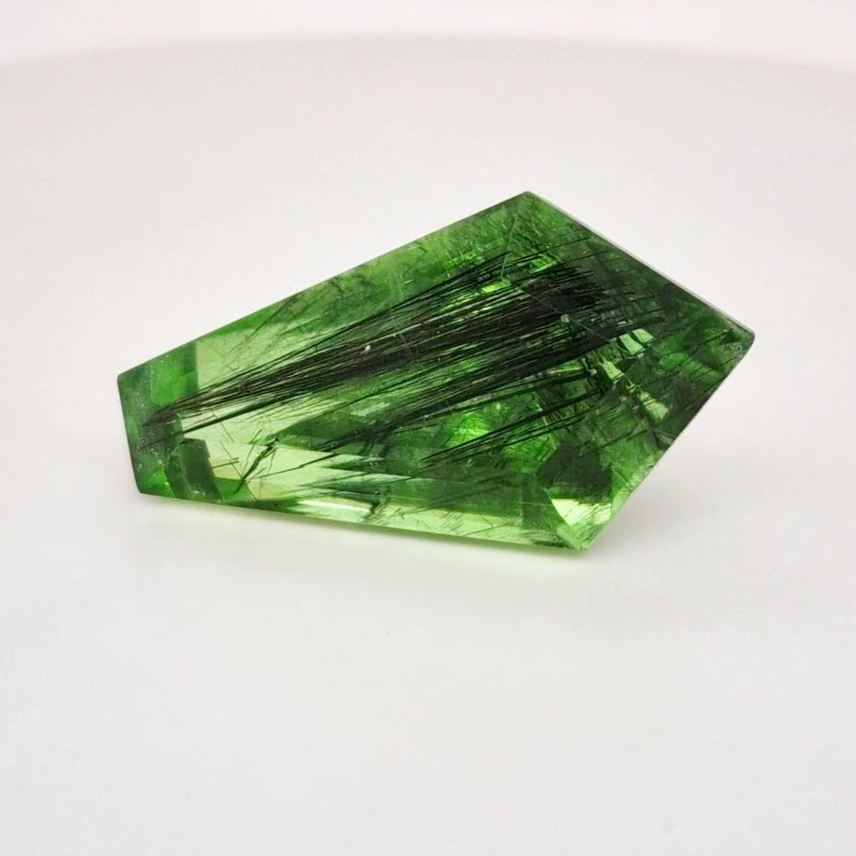 Natural Peridot With Rutile Faceted | Fancy | Size: 32x18mm - The LabradoriteKing