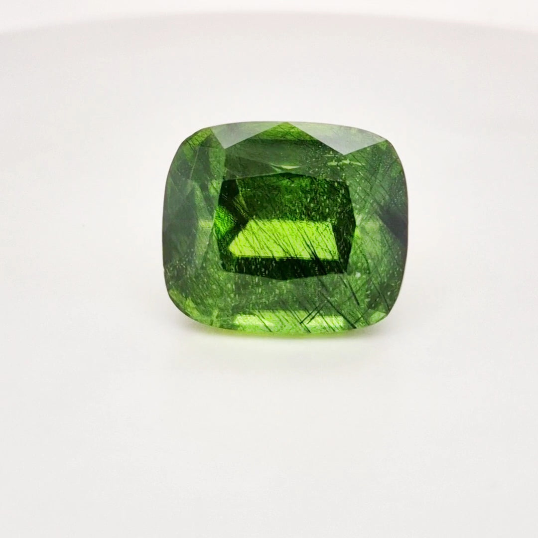 Natural Peridot With Rutile Faceted | Rectangle | Size: 20x17mm - The LabradoriteKing