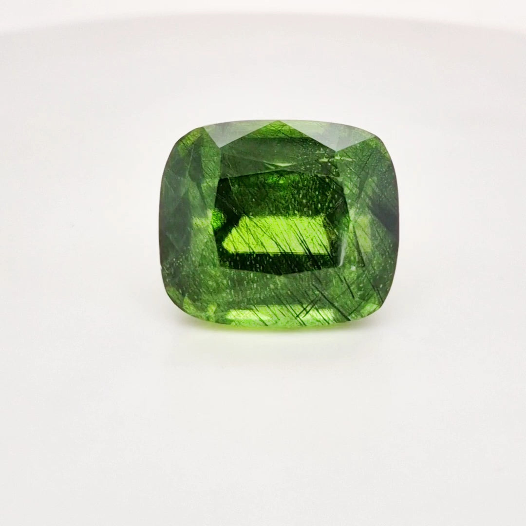 Natural Peridot With Rutile Faceted | Rectangle | Size: 20x17mm - The LabradoriteKing