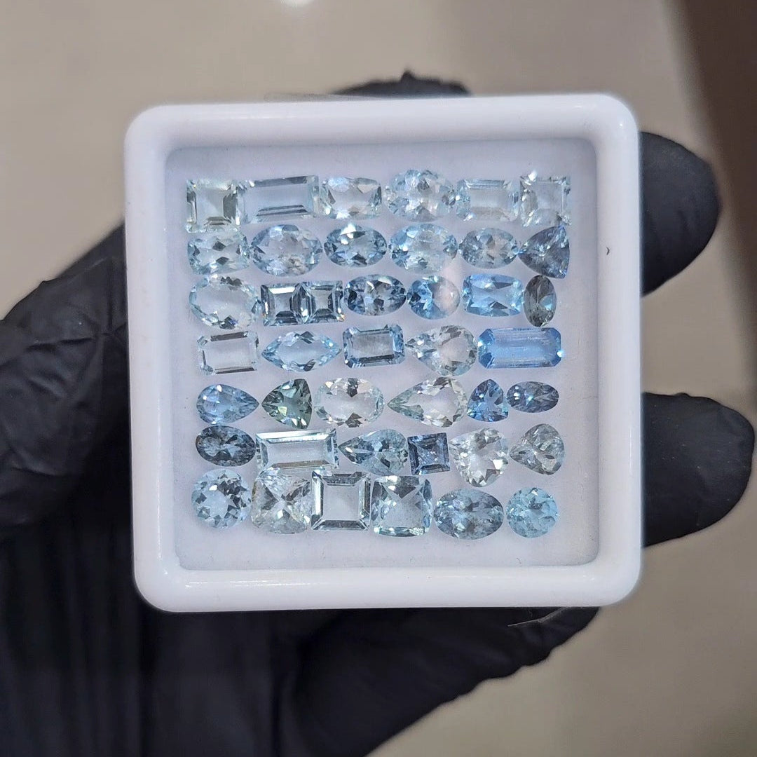 42Pcs of Natural Aquamarine Faceted  | Eye/loupe clean | Mix | Size: 4x8mm - The LabradoriteKing