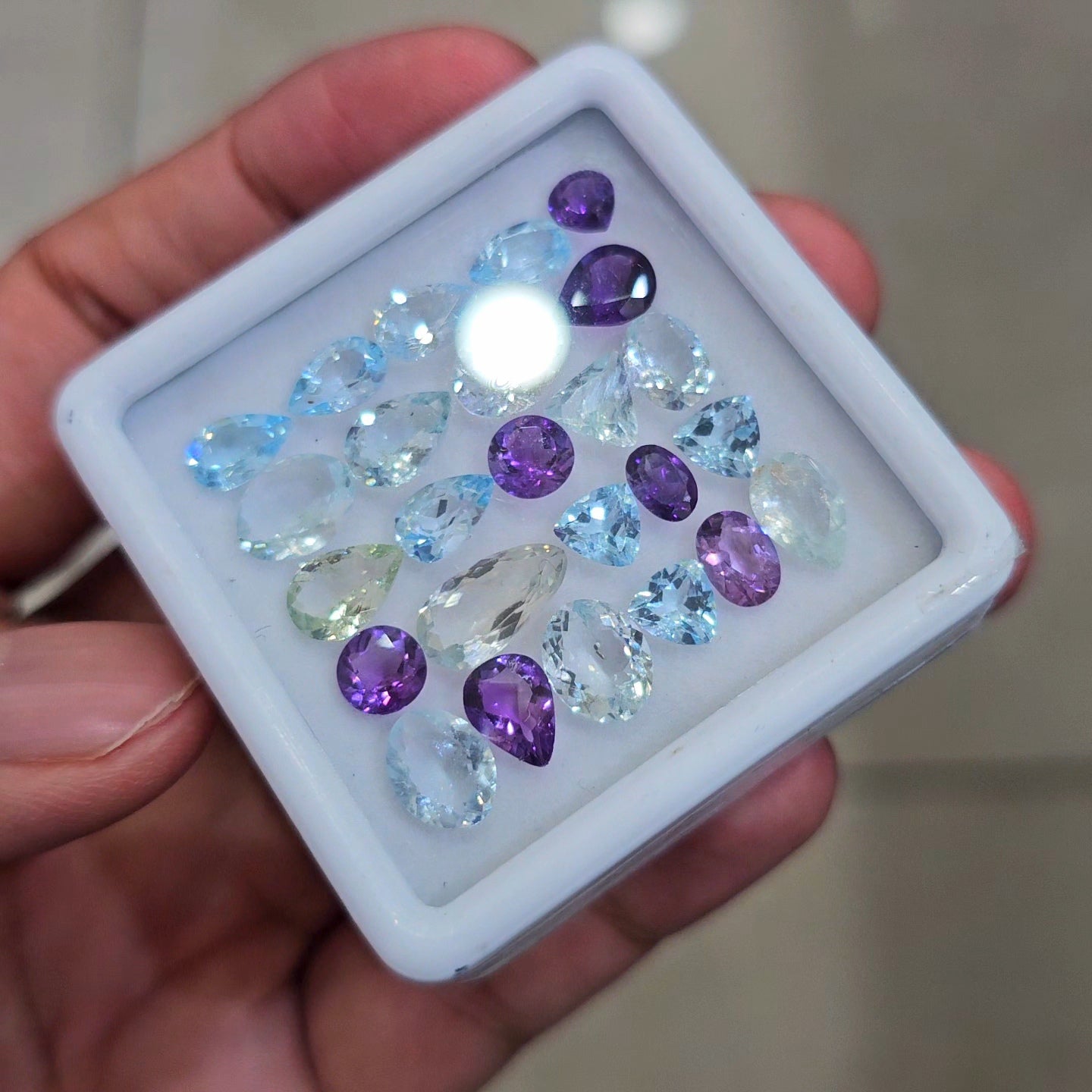 23.8cts Of  Natural Amethyst, Blue Topaz, White Topaz Faceted Gemstone  | Mix | Size: 5-11mm | 25pcs