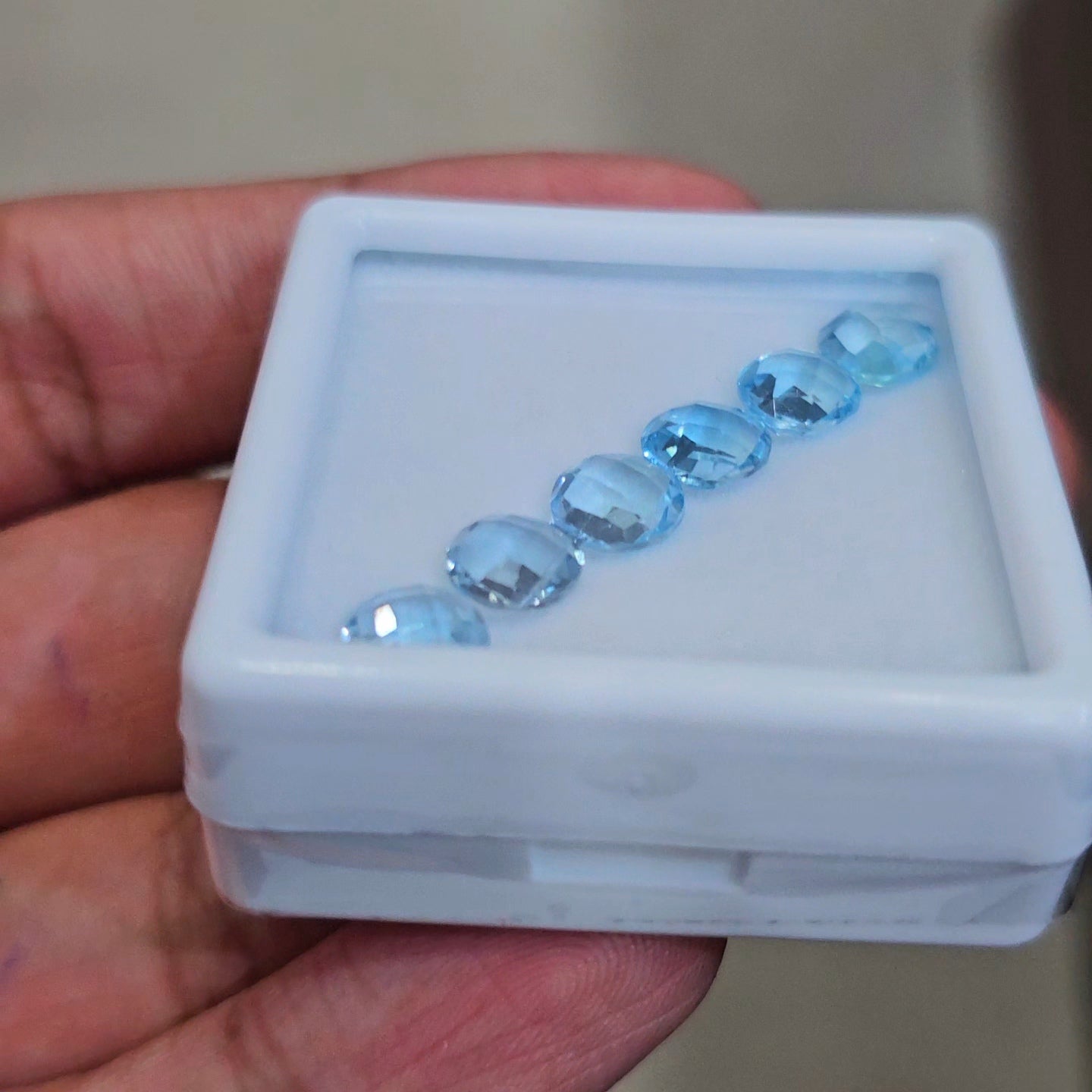 9cts Of  Natural Blue Topaz Checker Cut Gemstone | Round | Size: 7mm | 6pcs