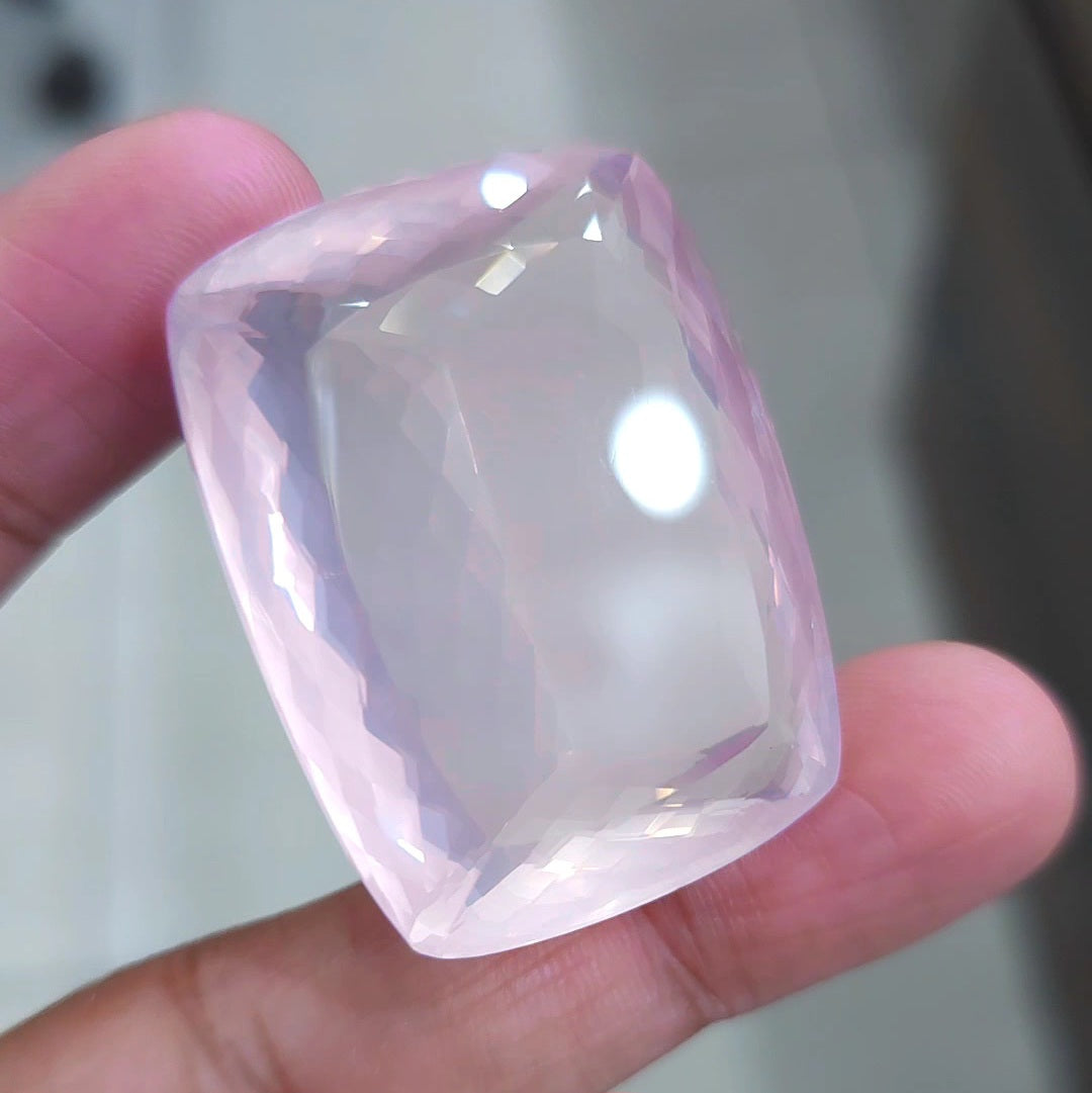 Natural Rose Quartz Faceted Jumbo Unheated | Rectangle | Size: 42x32mm