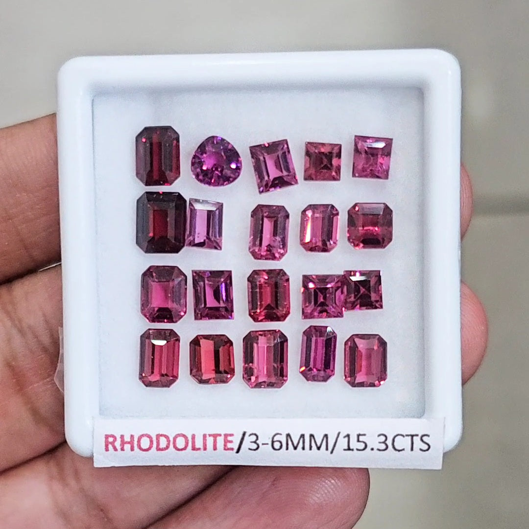 20 Pcs of Natural Rhodolite Garnet Faceted | Mix| Size: 3-6mm
