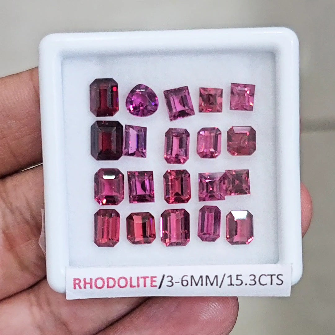 20 Pcs of Natural Rhodolite Garnet Faceted | Mix| Size: 3-6mm