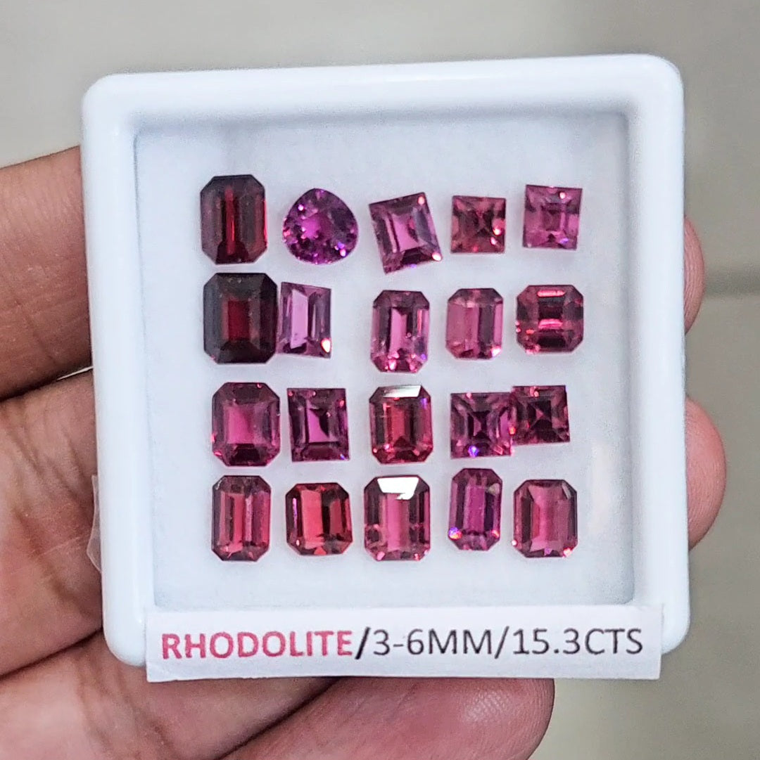20 Pcs of Natural Rhodolite Garnet Faceted | Mix| Size: 3-6mm