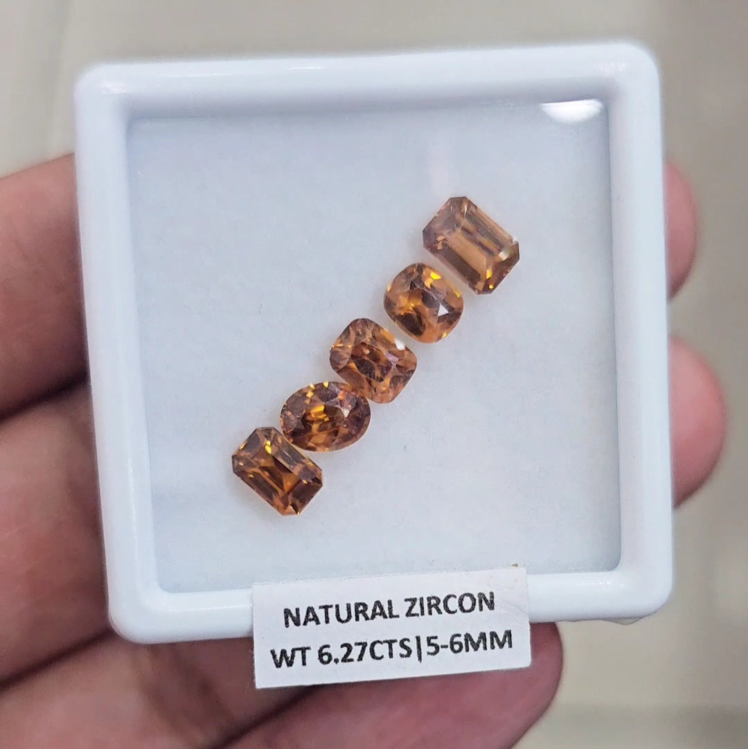 5 Pcs Natural Zircon Faceted Ceylon Unheated| Oval & Rectangle | Size: 5-6mm