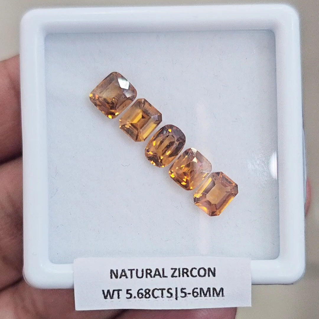 5 Pcs Natural Zircon Faceted Ceylon Unheated| Oval & Rectangle | Size: 6x5mm