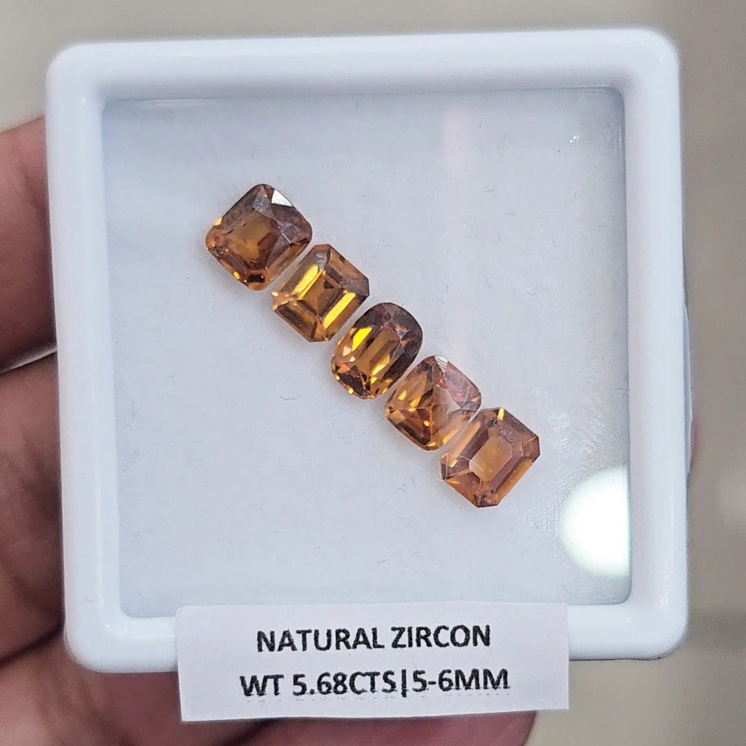 5 Pcs Natural Zircon Faceted Ceylon Unheated| Oval & Rectangle | Size: 6x5mm
