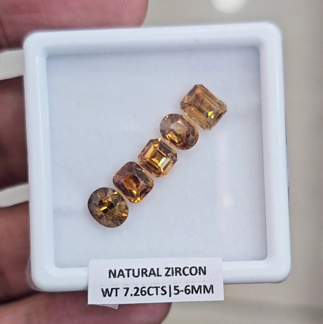 5 Pcs Natural Zircon Faceted Ceylon Unheated| Mix | Size: 5-7mm