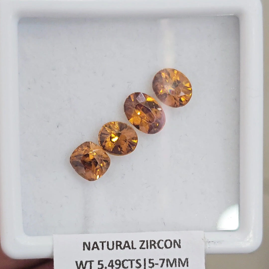 4 Pcs Natural Zircon Faceted Ceylon Unheated| Oval & Square | Size: 5-7mm