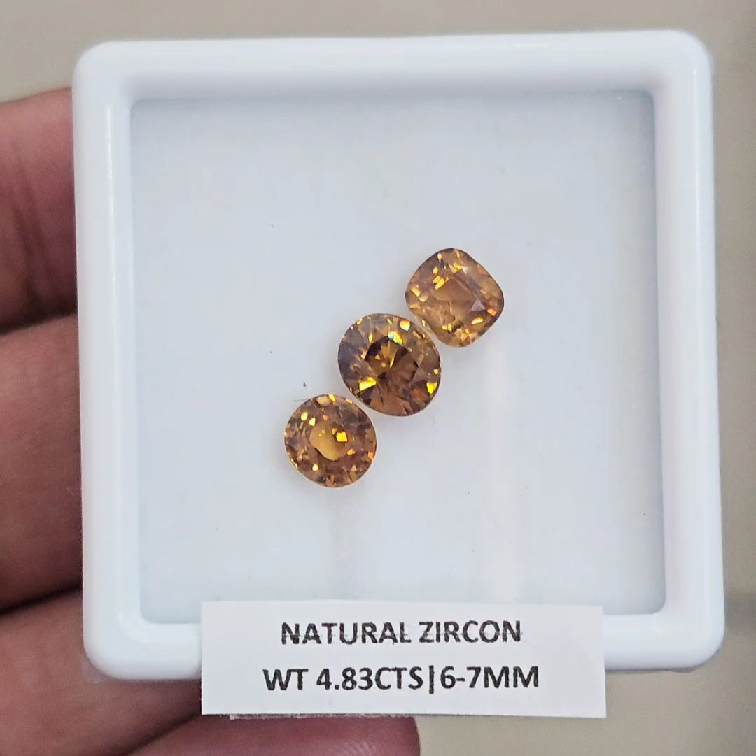 3 Pcs Natural Zircon Faceted Ceylon Unheated| Mix | Size: 6-7mm