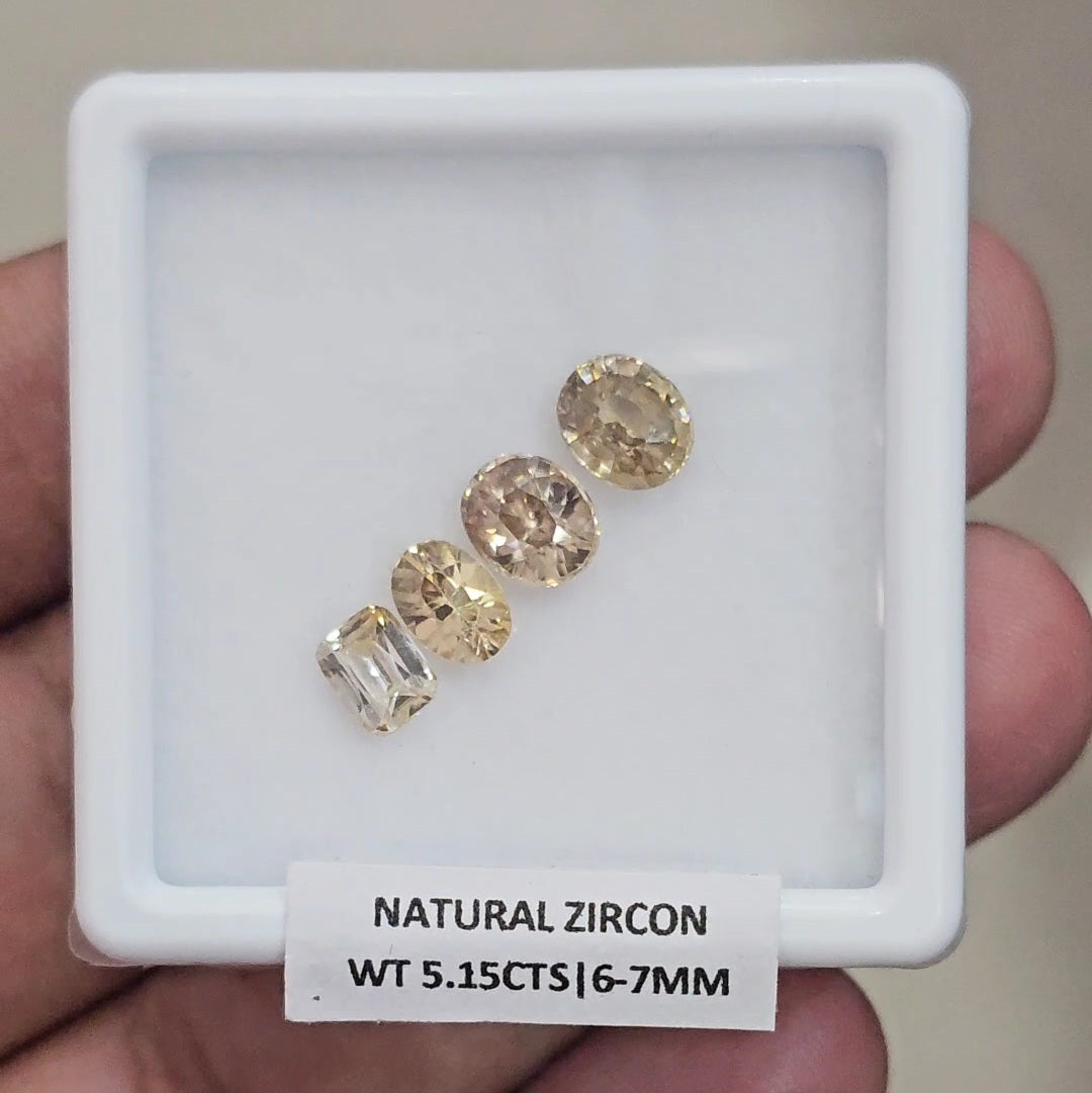 4 Pcs Natural Zircon Faceted Ceylon Unheated| Oval & Rectangle | Size: 6-7mm
