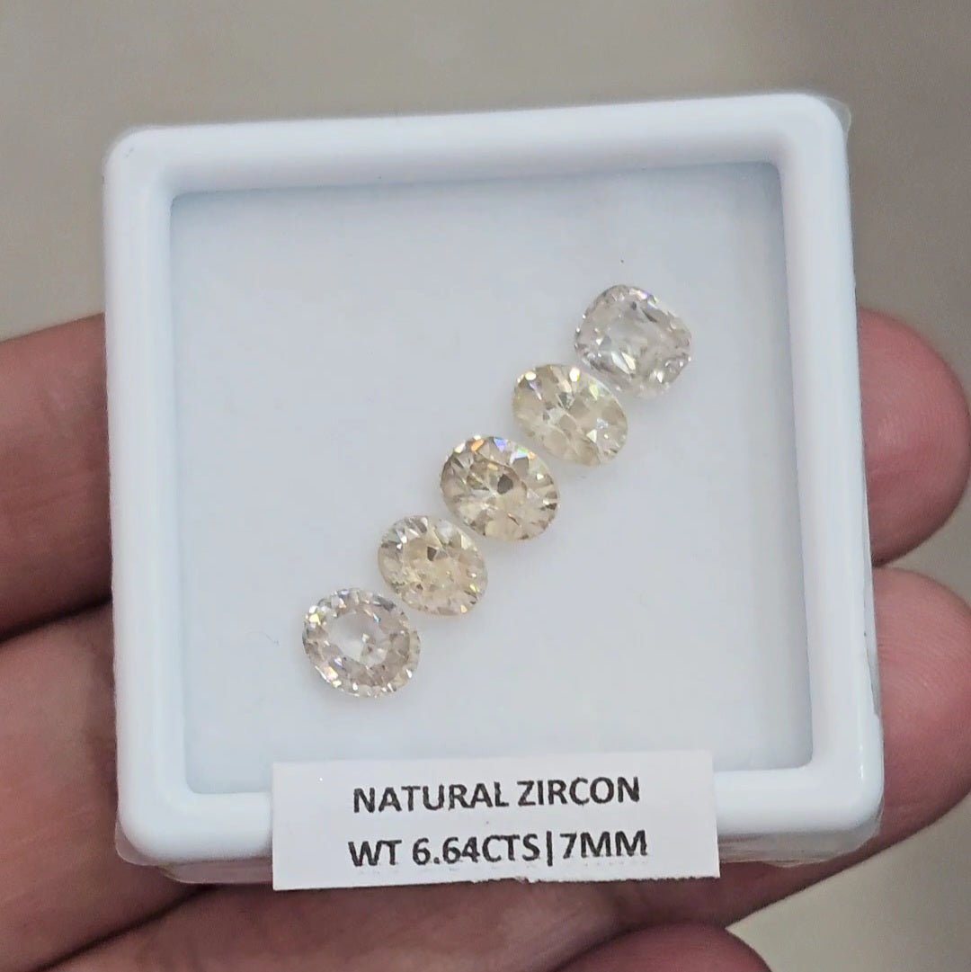 5 Pcs Natural Zircon Faceted Ceylon Unheated| Oval & Rectangle | Size: 7x5mm