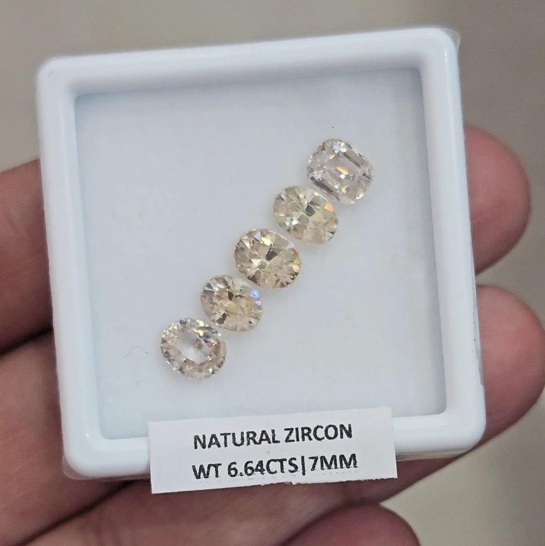 5 Pcs Natural Zircon Faceted Ceylon Unheated| Oval & Rectangle | Size: 7x5mm