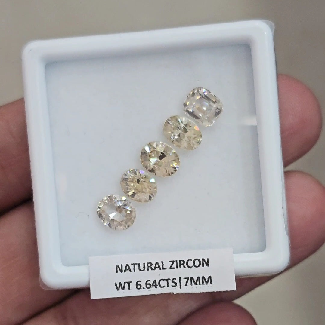 5 Pcs Natural Zircon Faceted Ceylon Unheated| Oval & Rectangle | Size: 7x5mm
