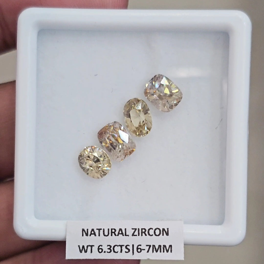 4 Pcs Natural Zircon Faceted Ceylon Unheated| Oval & Rectangle | Size: 6-7mm