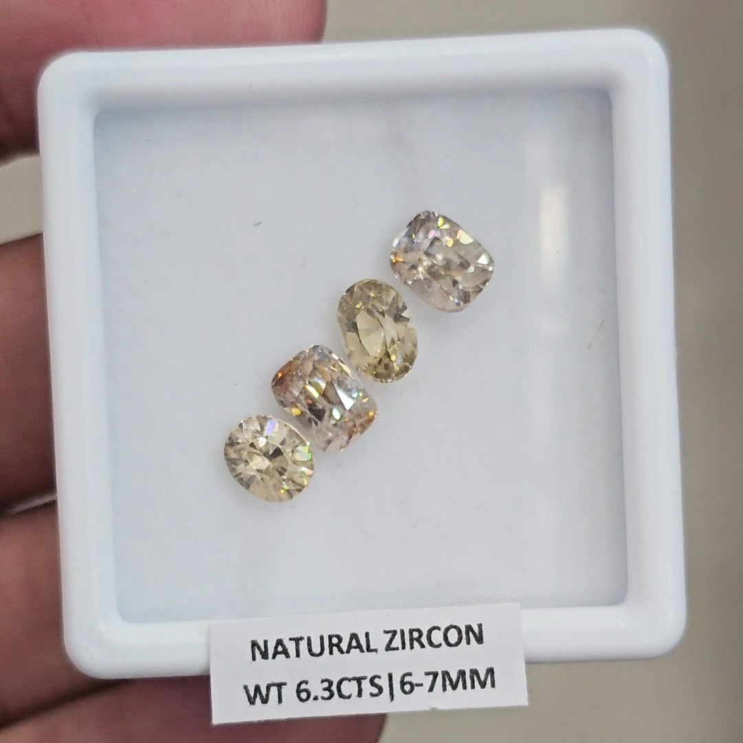 4 Pcs Natural Zircon Faceted Ceylon Unheated| Oval & Rectangle | Size: 6-7mm