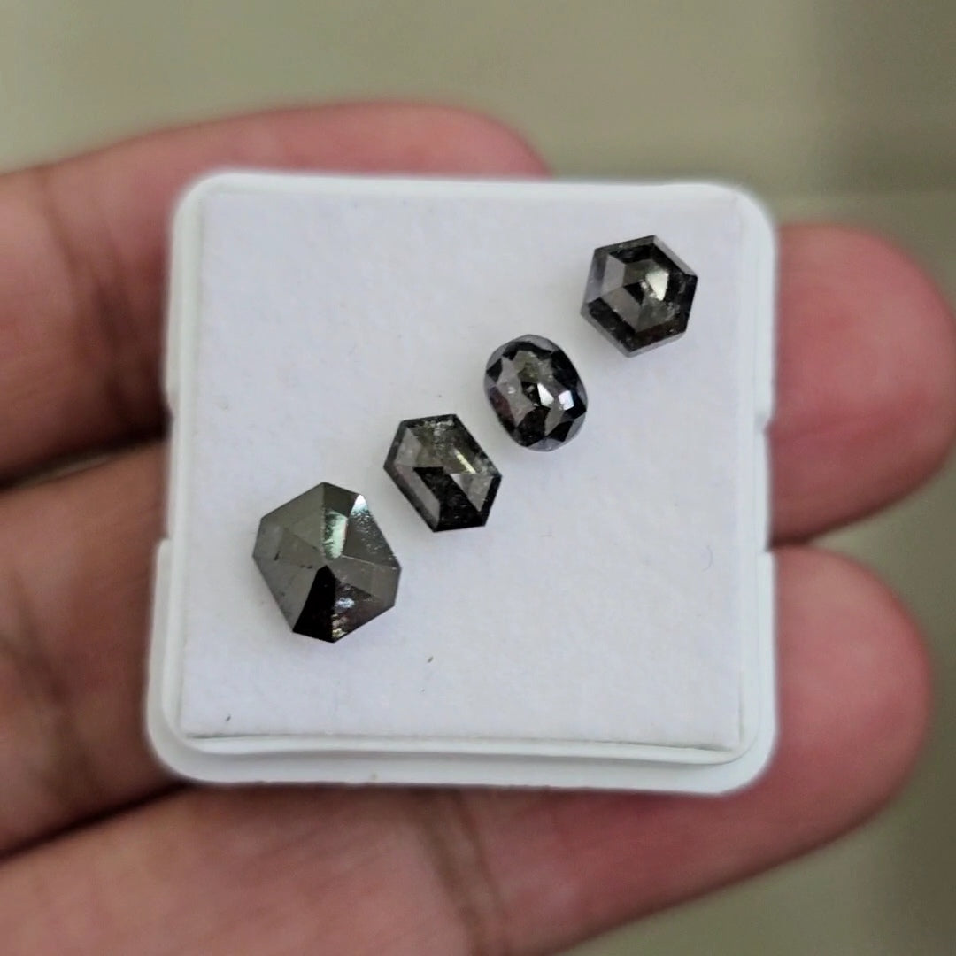Salt And Pepper Diamonds Earth Mined Rosecut with Flatbacks | Wt: 2.7 Cts | Size: 5-6mm