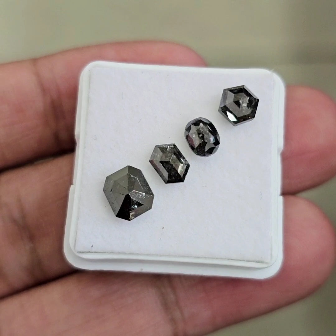 Salt And Pepper Diamonds Earth Mined Rosecut with Flatbacks | Wt: 2.7 Cts | Size: 5-6mm
