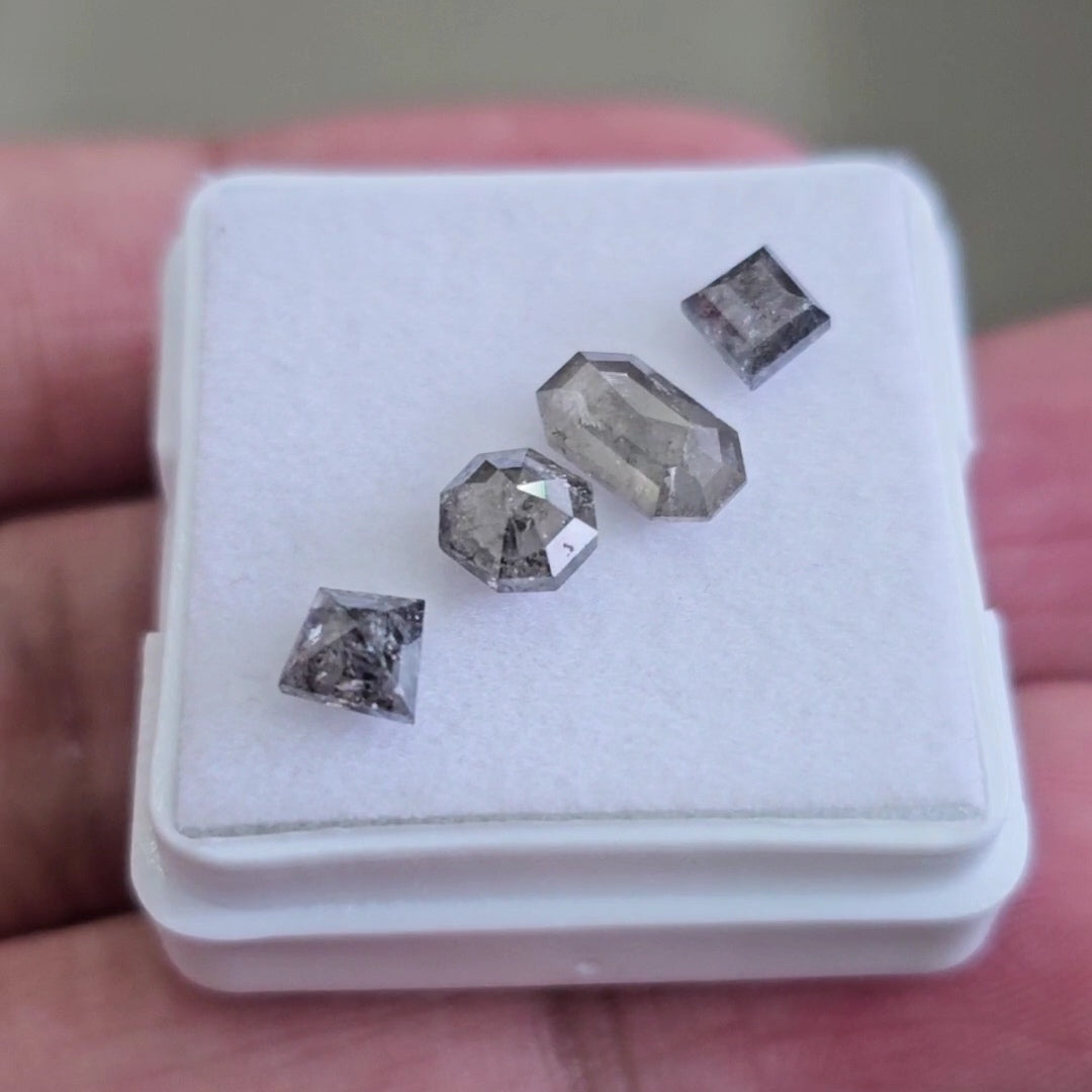 Salt And Pepper Diamonds Earth Mined Rosecut with Flatbacks | Wt: 2.5 Cts | Size: 5-7mm
